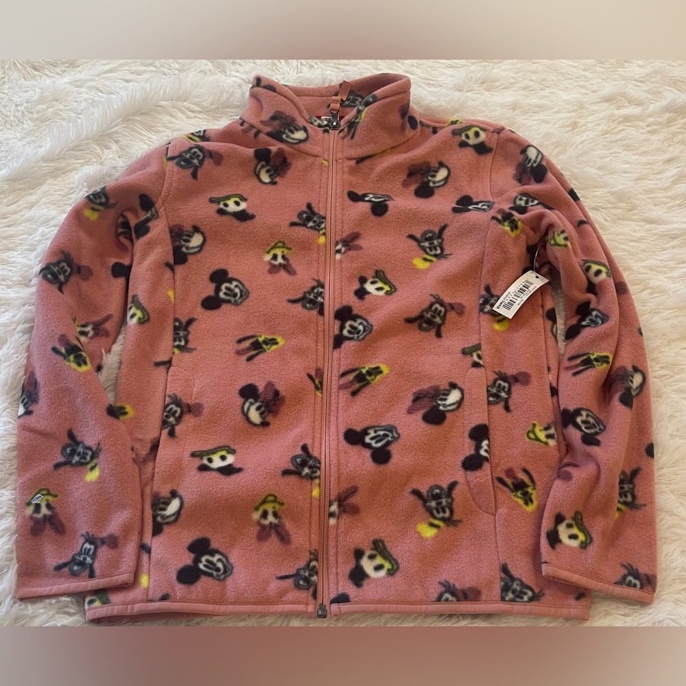 NWT Dinsey Mickey Mouse Full-Zip Polar Fleece Jakcet Size XL Pink